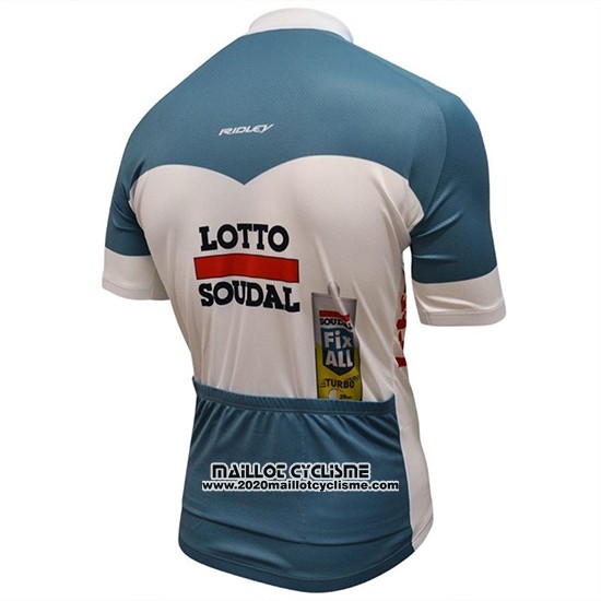 2018 Maillot Ciclismo Lotto Fix All Blanc Bleu Manches Courtes et Cuissard